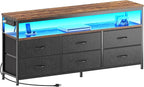 Huuger LED TV Stand for Bedroom, 55 Inch Fabric Dresser - Image 9