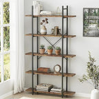 5 Tiers Bookshelf Organizer Industrial Shelf, Modern Open Display Storage by EternalHome