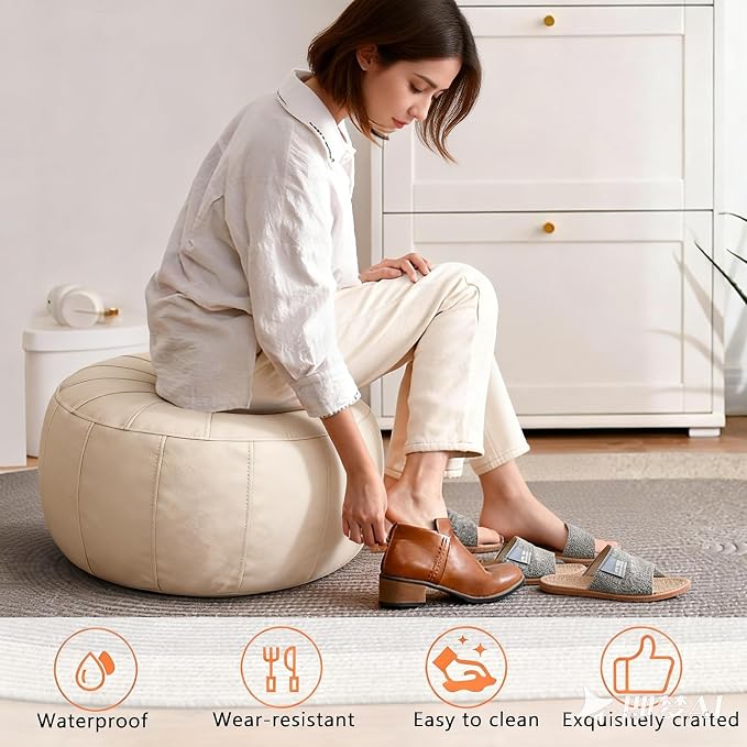 Thgonwid Unstuffed Moroccan Storage Pouf Foot Stool Ottoman Seat, No Filler - Image 11