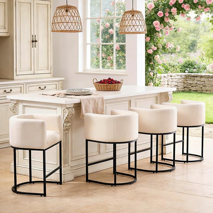 ClinQ 26" H Counter Height Bar Stools Set of 1, Modern Barrel Counter Stools - Image 7