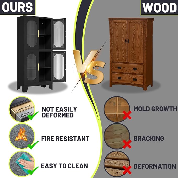 PAOFIN 61" Black Pantry Storage Cabinet, Kitchen Pantry Cabinet - Image 6