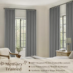 Grey 63 Inch Blackout Pleated Linen Curtains - Image 2