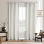 Pinch Pleated Thick Linen Light Filtering Ivory Curtains 86 Inches Length | by Twodrapes