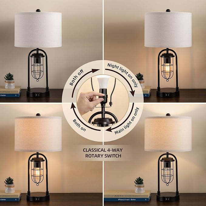 Set of 2 Farmhouse Table Lamps - Image 2
