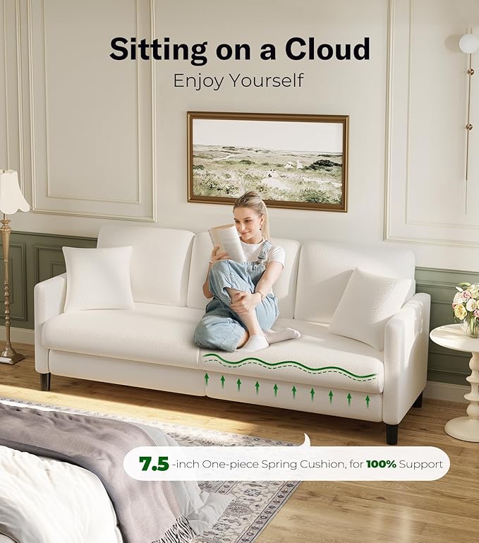 Welzona 83" Couches for Living Room, Teddy Sofa Couch - Image 4