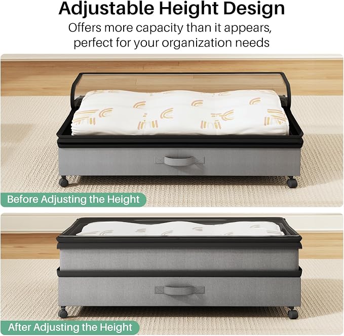 Kitstorack 4 Pack Height-adjustable Under Bed Storage - Image 3