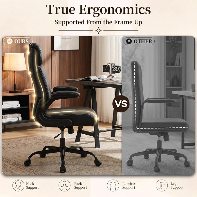 Office Chair, Leather Ergonomic Computer Desk Chair - Image 3