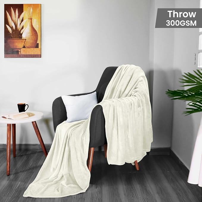Utopia Bedding Ultra Soft Fleece Bed Blanket Throw Size Ivory | Microfiber - Image 2