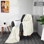 Utopia Bedding Ultra Soft Fleece Bed Blanket Throw Size Ivory | Microfiber - Image 2