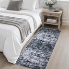 2x5 Washable Runner Rug：Modern Abstract Kitchen Carpet Black | - Image 3