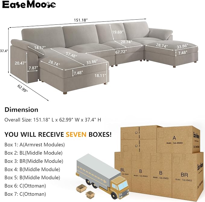 EASE MOOSE Modular Sectional Sofa, Oversized U Shape Sectional Couch - Image 2