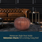 Marrakesh Gallery Genuine Leather Round Pouf Unstuffed - Image 3