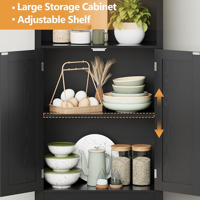 Bookshelf with Doors, Floor Standing Display Storage Cabinet - Image 6
