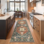 Yamaziot Washable Runner Rug, 3x8 Non-Slip Boho Vintage Hallway Kitchen Rug | - Image 5