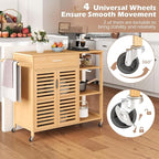 Giantex Bamboo Kitchen Island Cart, Mobile Serving Cart - Image 8