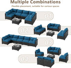 LOUVIXA 7 Piece Outdoor Patio Furniture Set, Outdoor Sectional Sofa, Wicker - Image 4
