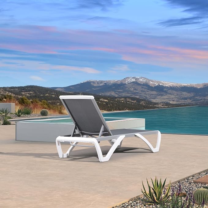 PURPLE LEAF Patio Chaise Lounge Chair Outside Aluminum Plastic Stackable - Image 4