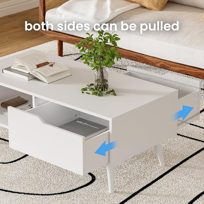 DIYART White Coffee Table, Mid Century Modern Coffee Table - Image 5