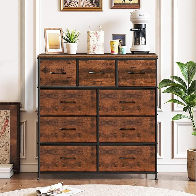 9-Drawer Dresser for Bedroom, Anti-Tip Tall Storage Organizer Chest of Drawers - Image 2