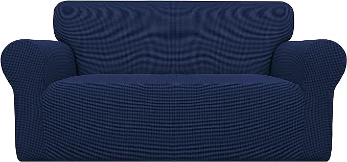 Easy-Going Stretch Oversized Loveseat Couch Covers Washable Navy | 1-Piece by Easy-Going