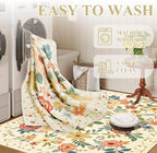 DUKINO 2.6x12 Kitchen Runner Rug, Floral Non Slip Washable Rug Beige Yellow | - Image 5