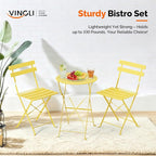 VINGLI Outdoor Folding Bistro Table and Chairs Set of 2, 3-Piece Bistro Set - Image 3