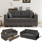 67" Small Loveseat Couch with Storage, USB Charging and Cup Holder, Space by Firscook