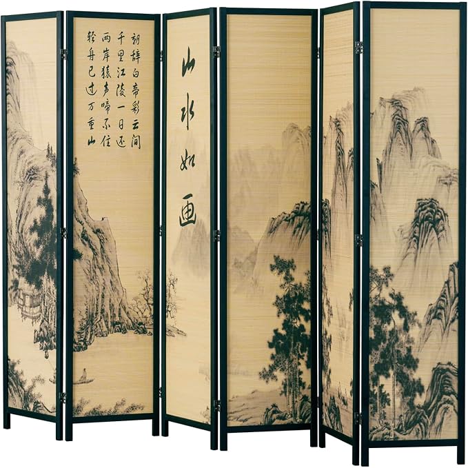 MyGift Decorative 6 Panel Folding Room Divider Bamboo Screen - Image 6