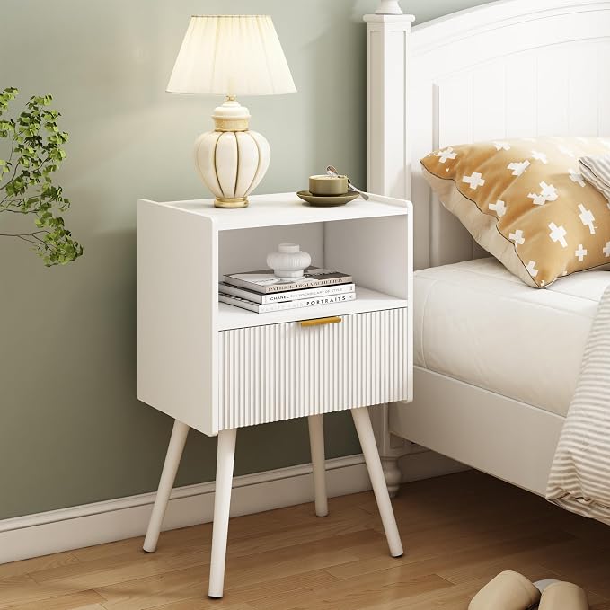 JOONEE White Nightstand, Modern Bedside Table - Image 9
