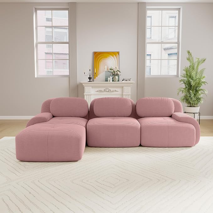 Boneless Sectional Couch, No Assembly Required, 117.3” L Shaped Modular Cloud - Image 2