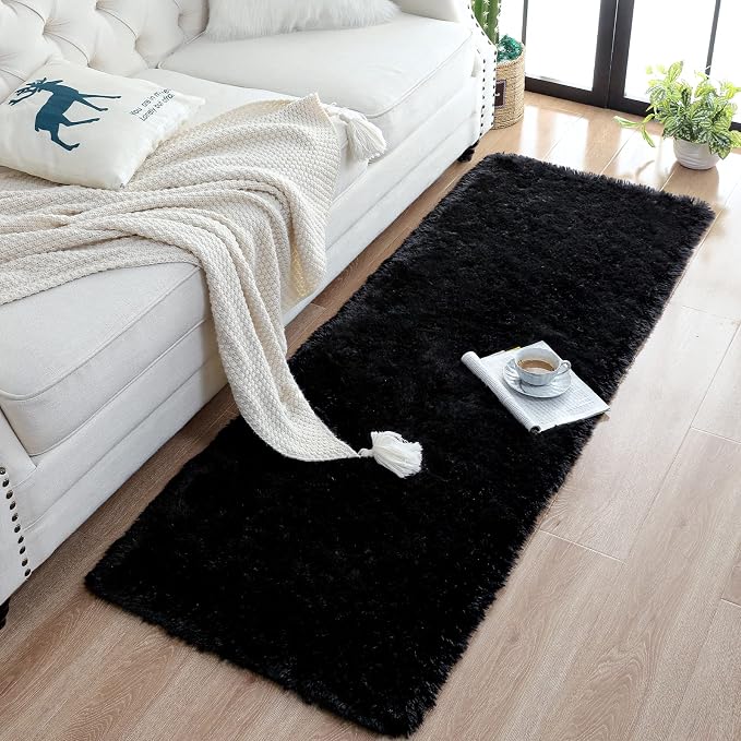 Chicrug Soft Runner Rug for Bedroom Living Room Plush Fluffy Rugs 2x6 | Shag - Image 4