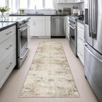 3x10 Washable Runner Rug：Modern Abstract Soft Carpet Beige Brown | - Image 4