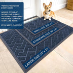 OLANLY Front Door Mat Outside 71x47, All-Season Absorbent Rubber Doormat | Blue - Image 2