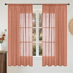 BGment Rust Terracotta Linen Curtains 63 Inches Long by BGment