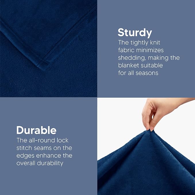 Utopia Bedding Ultra Soft Fleece Bed Blanket Twin Size Navy | Microfiber Plush - Image 5