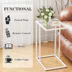 Easy Paws Small C Shaped Table for Sofa, Glass Couch Sofa Tray Snack Table for - Image 4