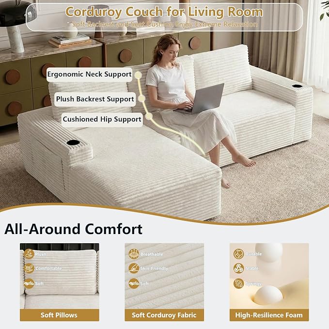 104" Cloud Sectional Couch L-Shaped - Image 4