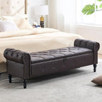 Storage Bench for Bedroom, Faux Leather King Size Bench by HOMYKA