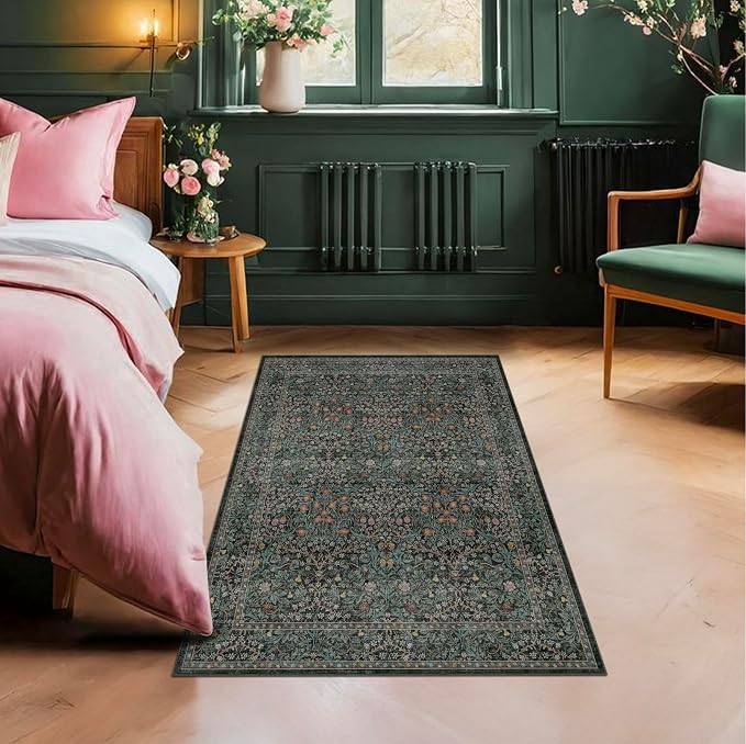 Dark Green Washable 3x6 Runner Rug - Image 5