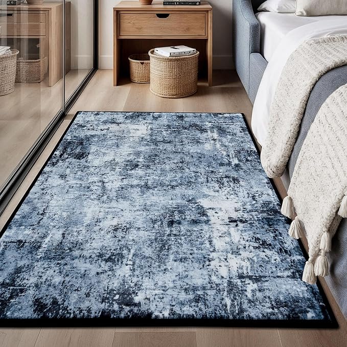 Rugflix 3x4 Entrance Rugs, Washable Navy Blue Dark Entry Small Rug | Machine - Image 3