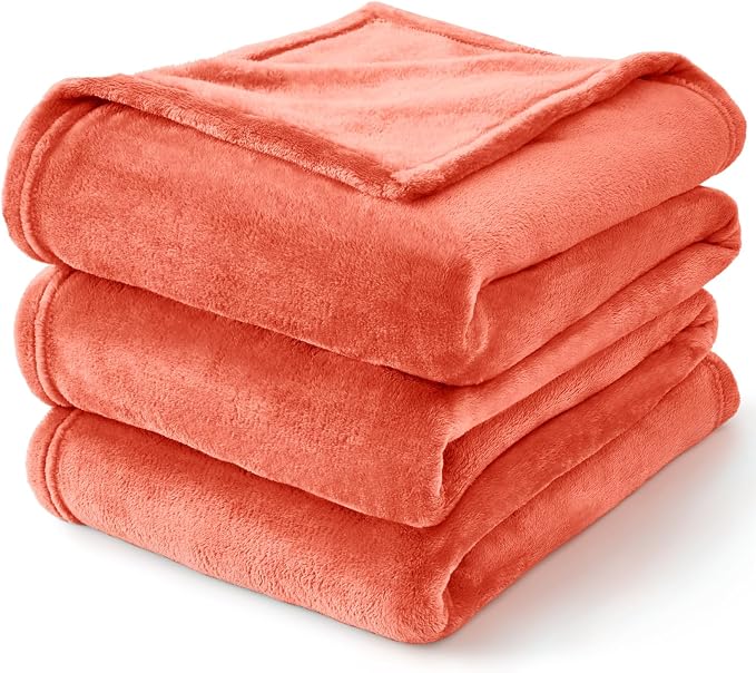 BEDELITE Fleece Blanket Soft Plush Twin Size Blanket Coral Red 60"x80" | Ultra - Image 8