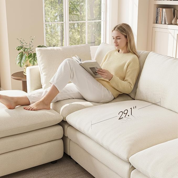 97" Cloud Couches for Living Room, 29.1" Deep Seat Modular Sectional Sofa - Image 4