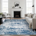 Area Rug Living Room: 6x6 Modern Washable Indoor Soft Carpet Blue | by FXRHLP