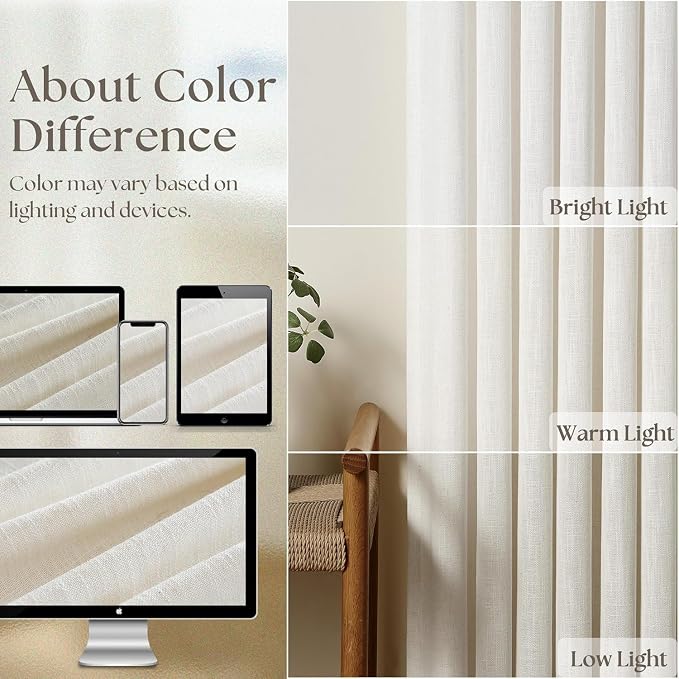 Extra Long 100% Blackout Linen Curtains - Image 8