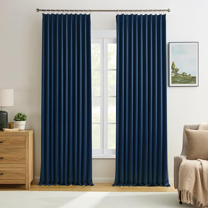 Navy Blackout Curtains 72 Wide x 95 inch Long 2 Panels by KEQIAOSUOCAI