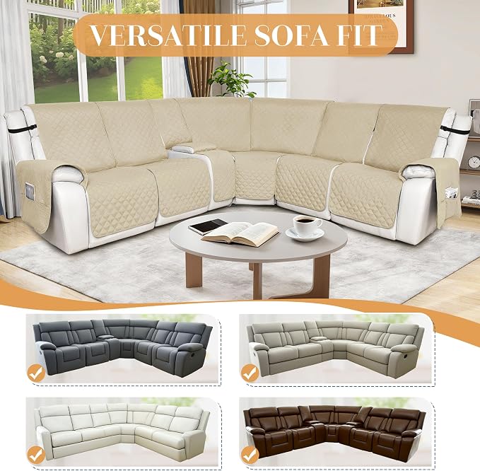 HDCAXKJ 100% Waterproof Reclining Sectional Couch Covers L Shape Recliner Sofa - Image 6