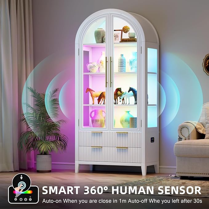 Vlsrka 71" Arched RGB Curio Cabinet - Image 5