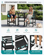 SERWALL Balcony Adirondack Chairs and Table 3 Pieces Set, Oversize Adirondack - Image 4