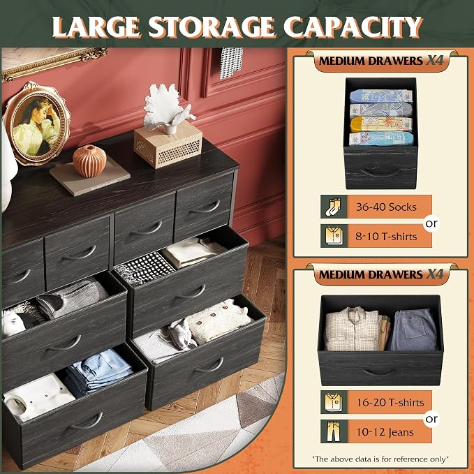 WLIVE Dresser for Bedroom with 8 Drawers, Wide Fabric Dresser for Storage and - Image 5