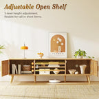 SUPERJARE Boho TV Stand for 75 Inch TV, Entertainment Center - Image 3